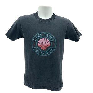 Vintage Hanes Beefy-T Mens Small Shirt Lake Tahoe California Single Stitch Gray